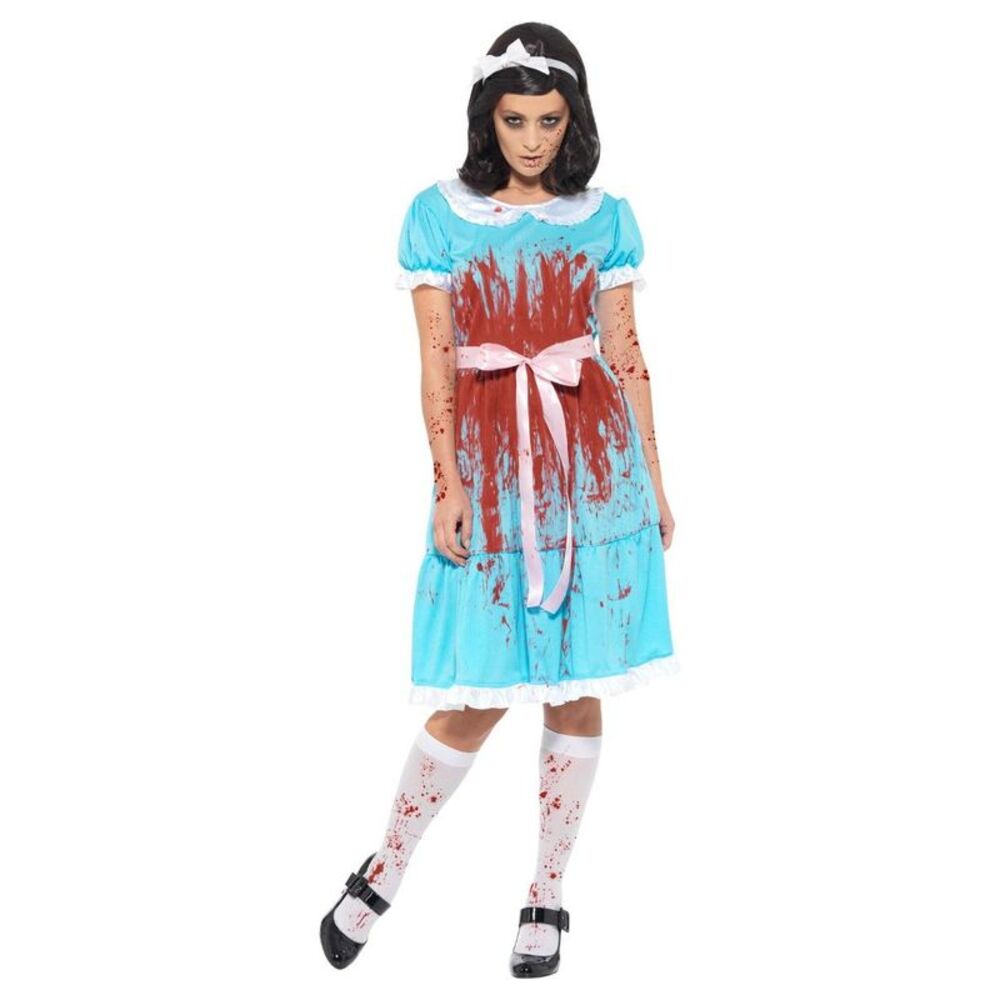 Smiffys Womens/Ladies Murderous Twin Bloody Costume Set / Blue/Red/White